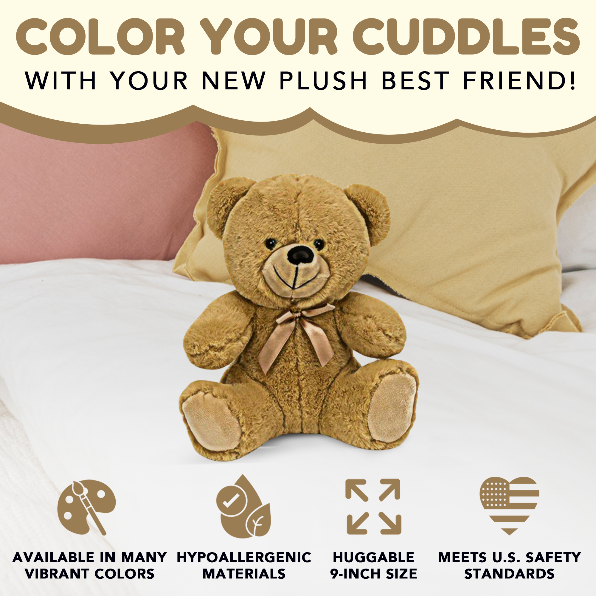 Grandma Smiley's Plush Best Friends Super Color Beige Teddy Bear Stuffed Animal