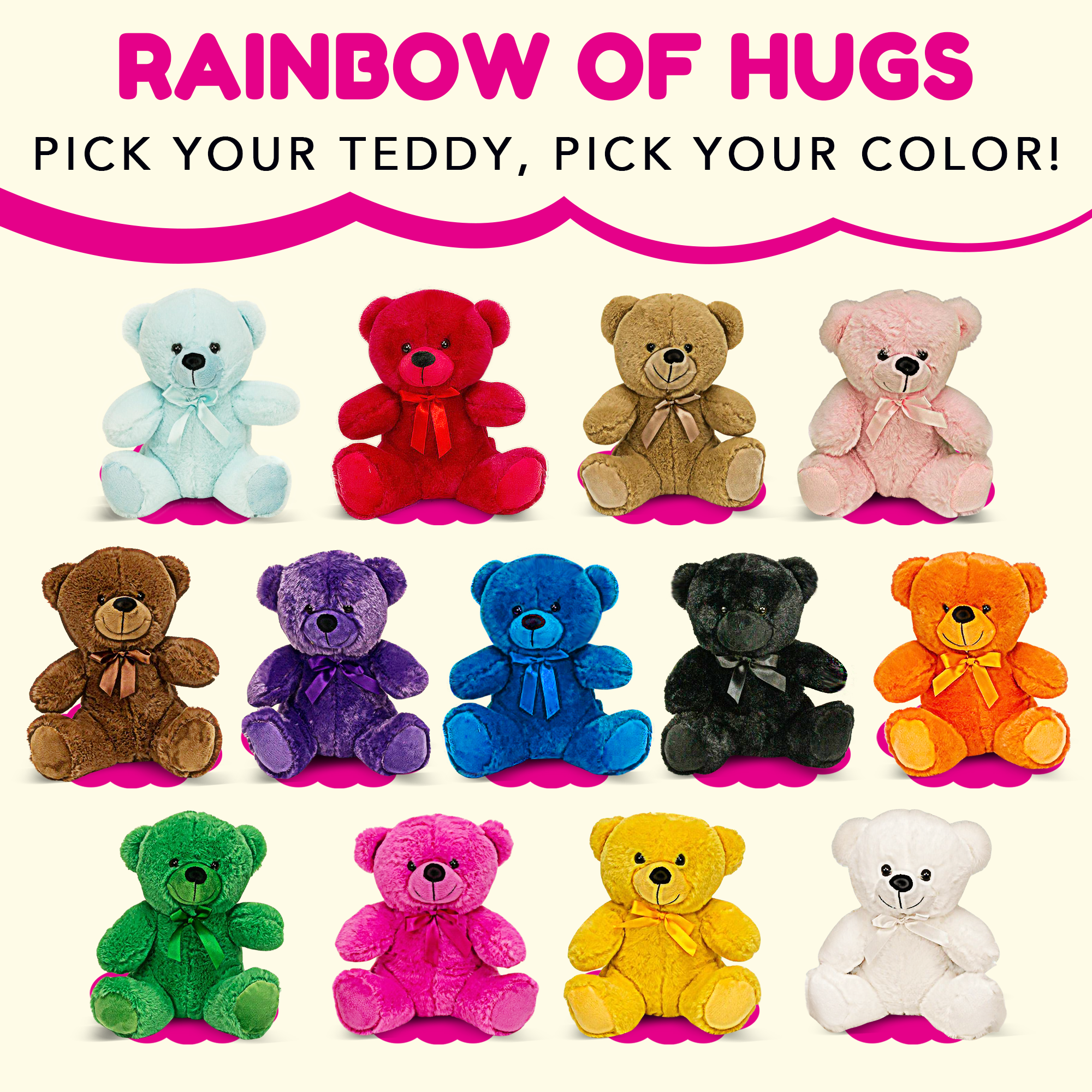 Grandma Smiley's Plush Best Friends Super Color Hot Pink Teddy Bear Stuffed Animal