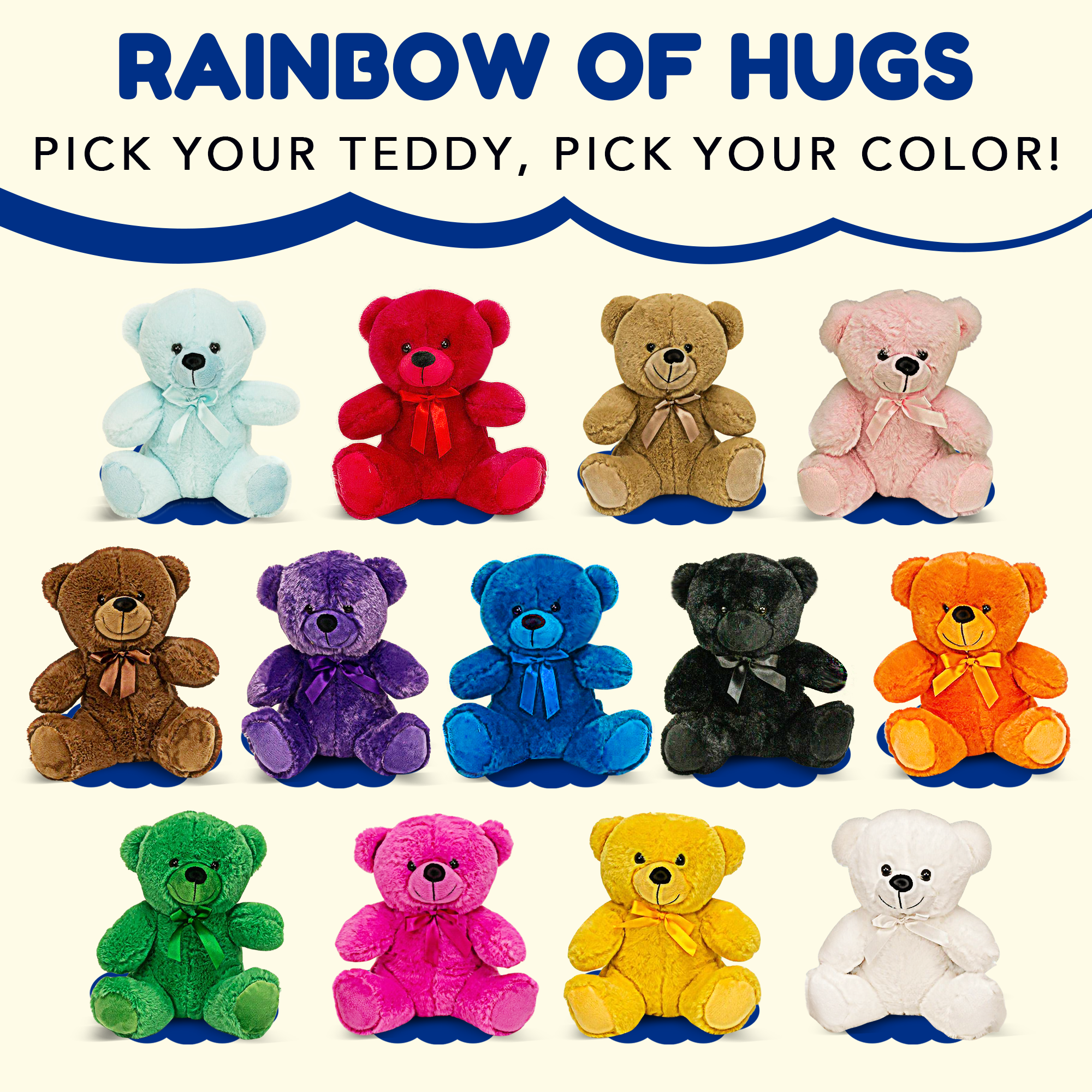 Grandma Smiley's Plush Best Friends Super Color Blue Teddy Bear Stuffed Animal