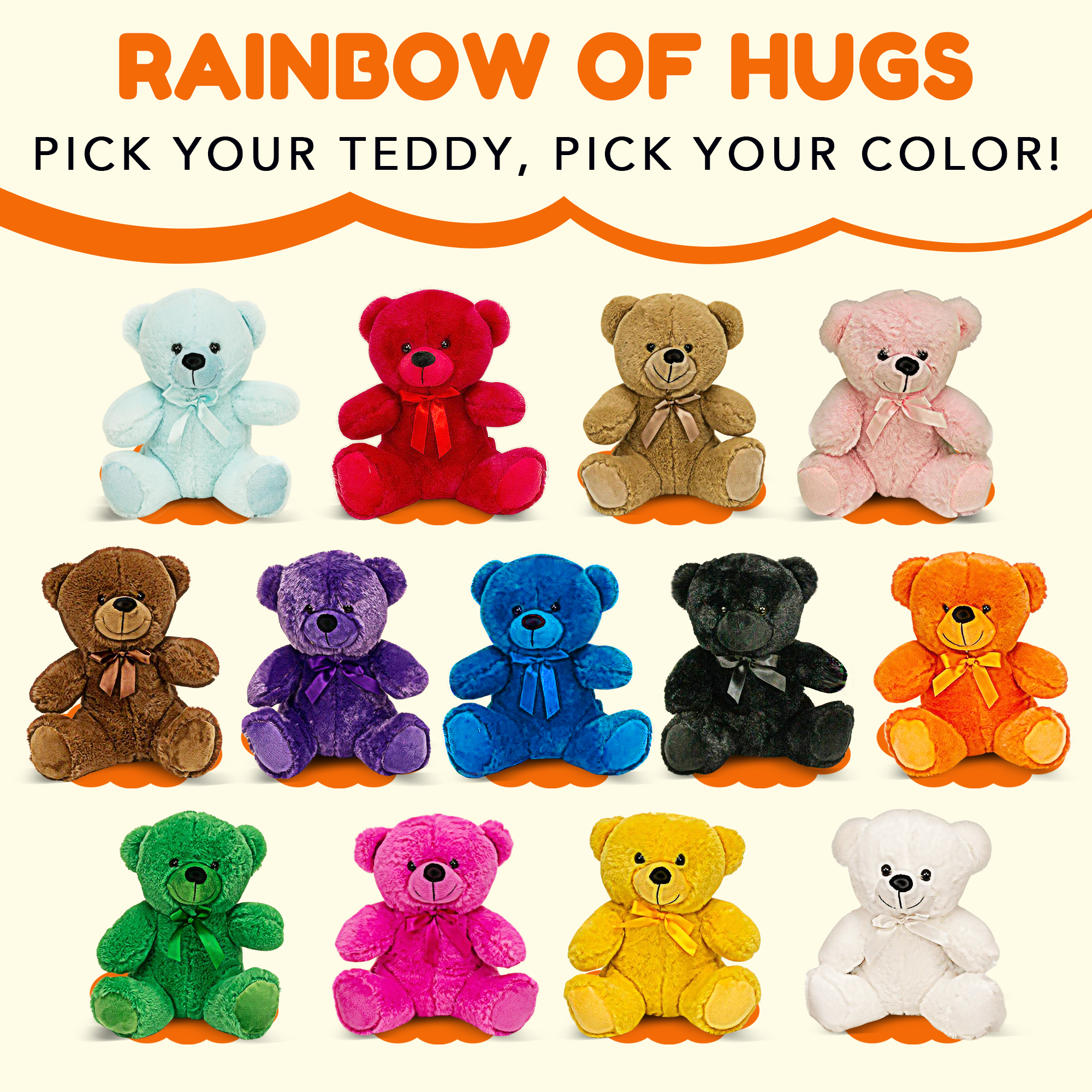 Grandma Smiley's Plush Best Friends Super Color Orange Teddy Bear Stuffed Animal