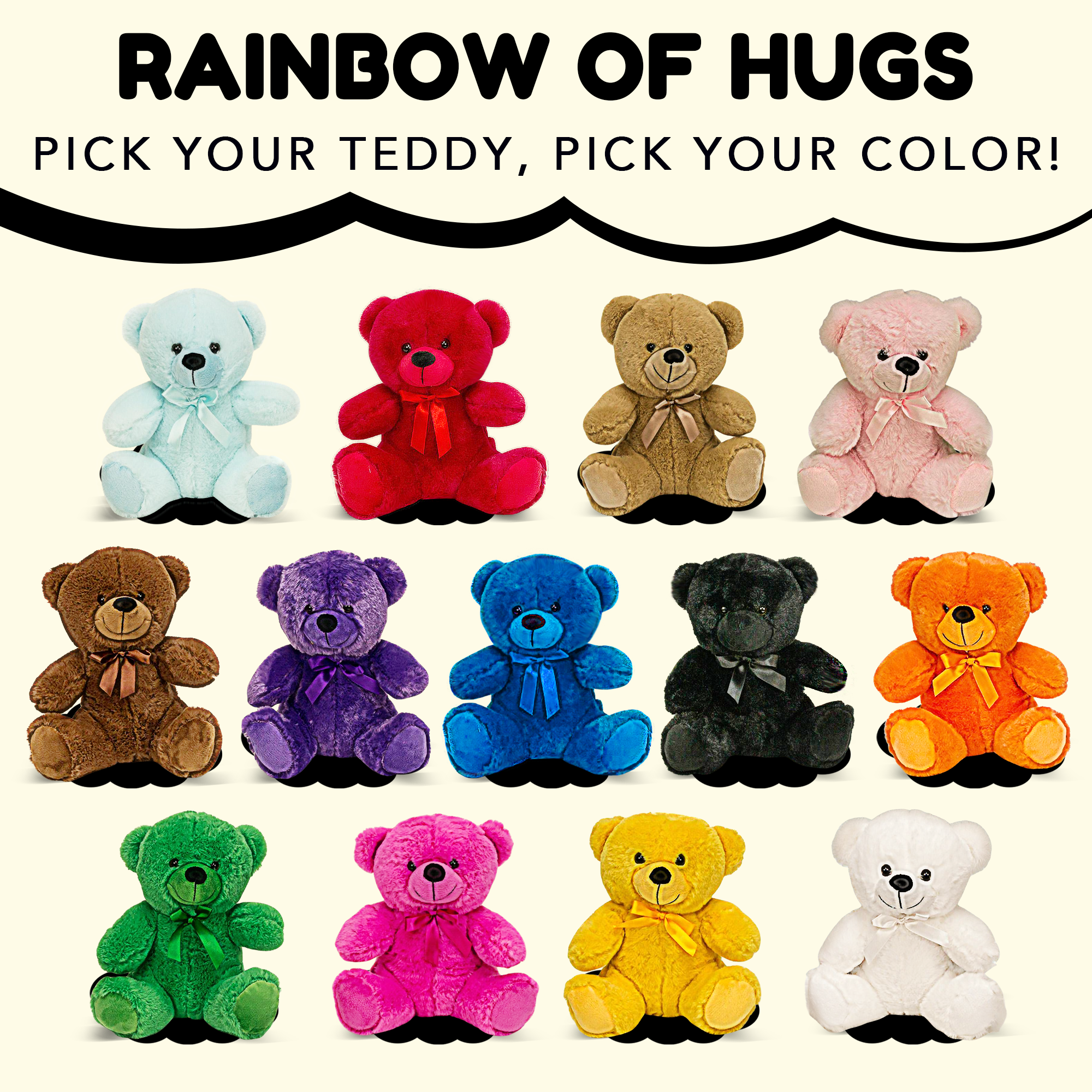 Grandma Smiley's Plush Best Friends Super Color Black Teddy Bear Stuffed Animal