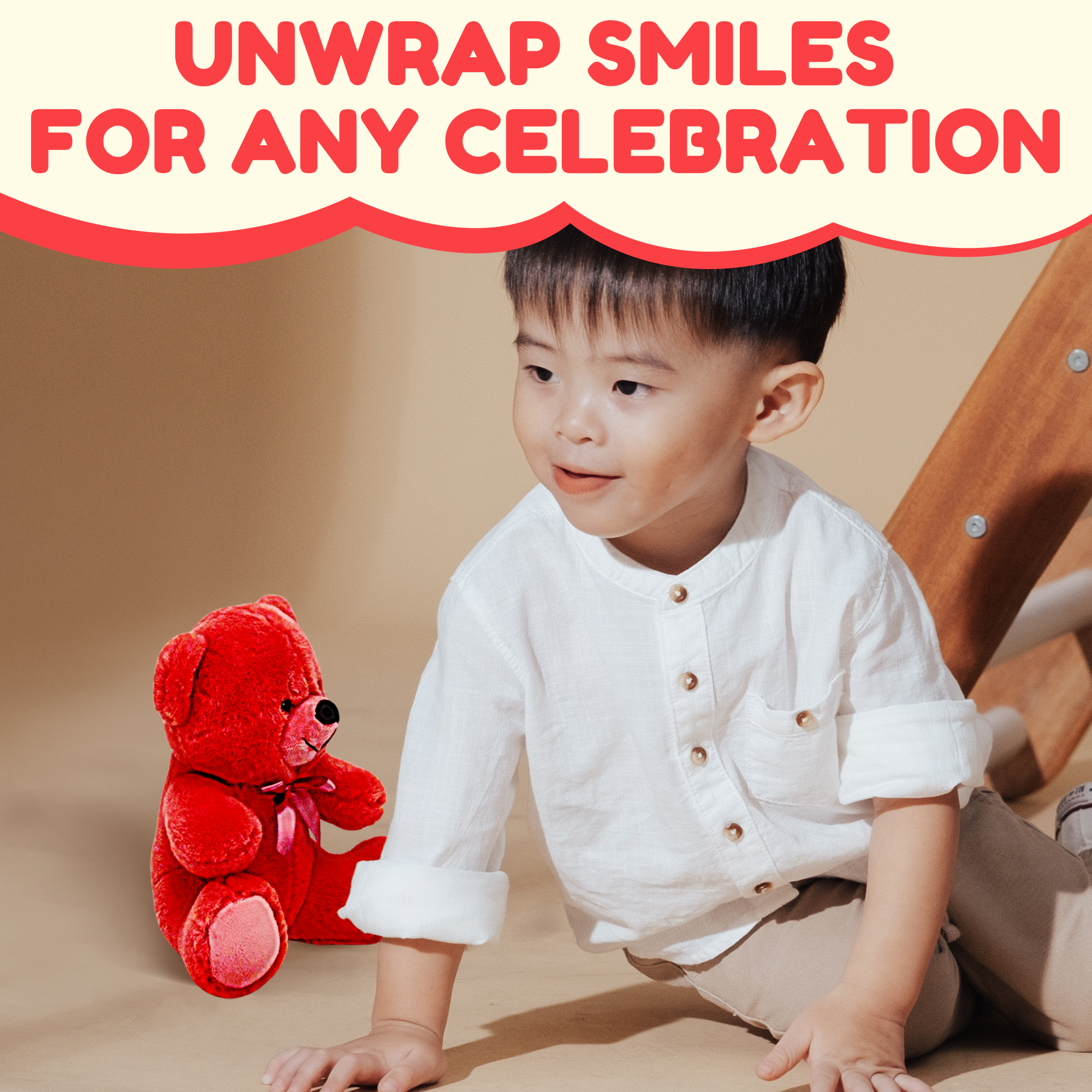 Grandma Smiley's Plush Best Friends Super Color Red Teddy Bear Stuffed Animal