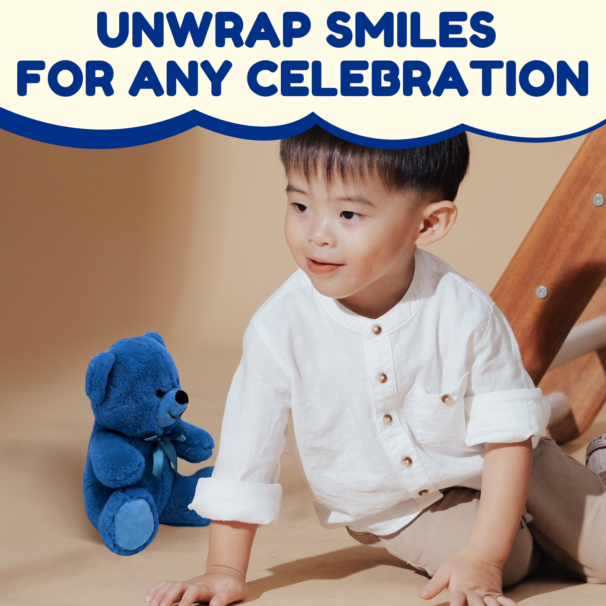 Grandma Smiley's Plush Best Friends Super Color Blue Teddy Bear Stuffed Animal