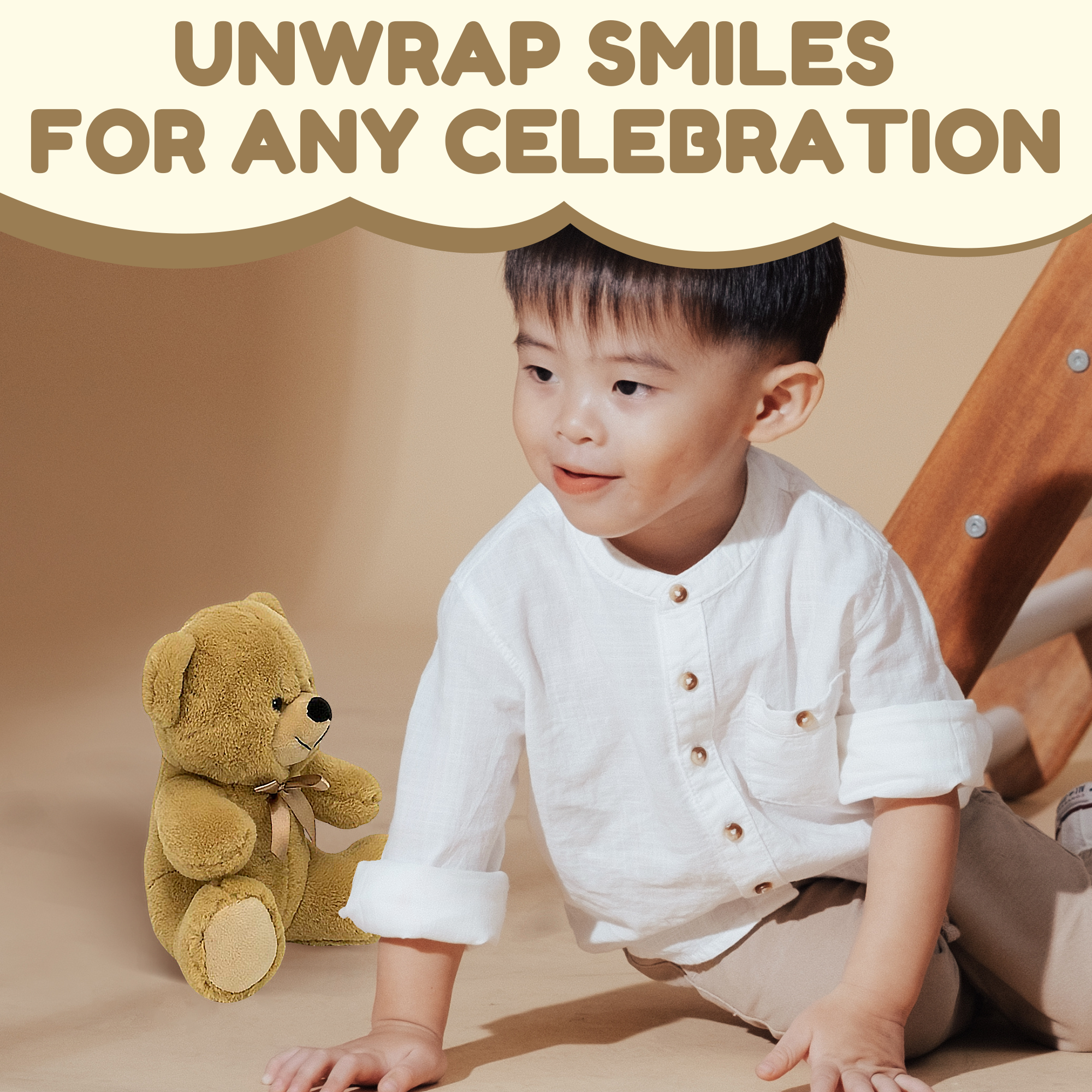 Grandma Smiley's Plush Best Friends Super Color Beige Teddy Bear Stuffed Animal