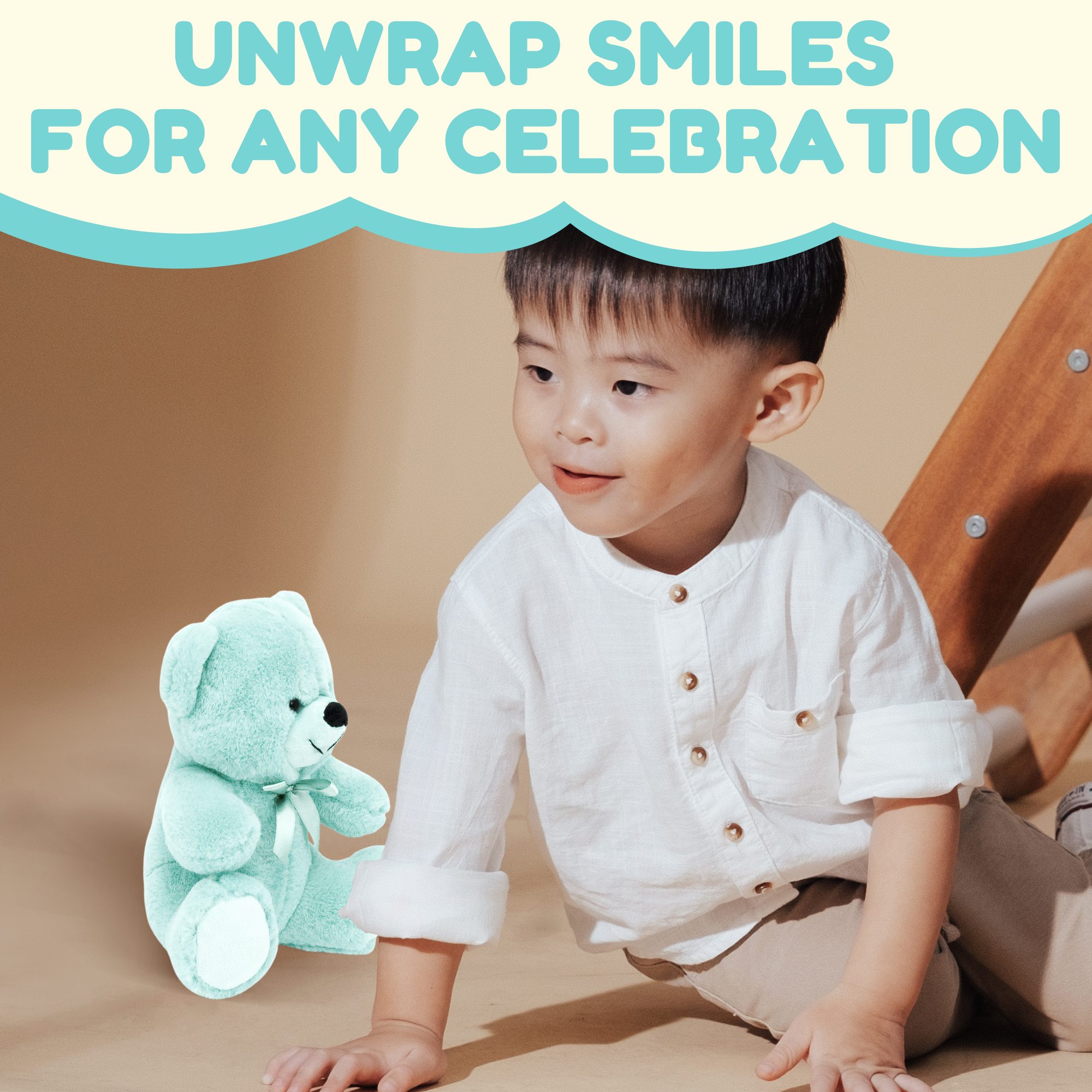 Grandma Smiley's Plush Best Friends Super Color Baby Blue Teddy Bear Stuffed Animal