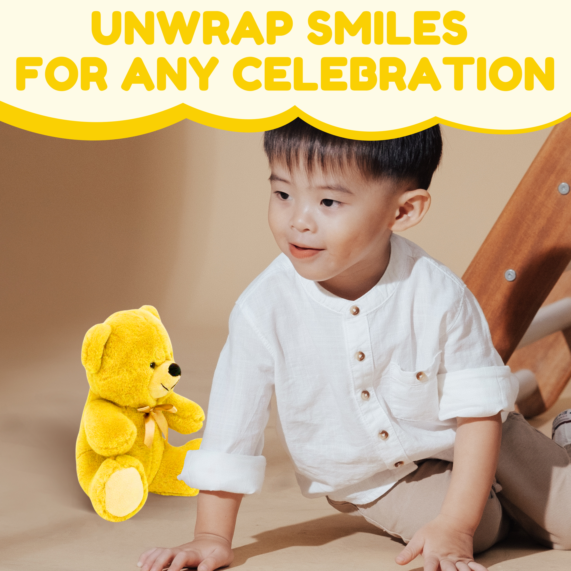 Grandma Smiley's Plush Best Friends Super Color Yellow Teddy Bear Stuffed Animal