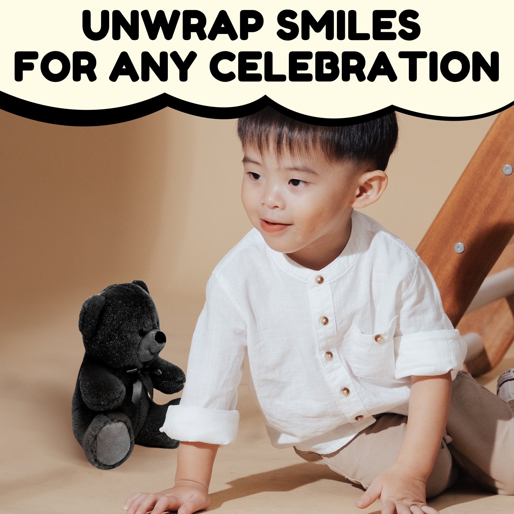 Grandma Smiley's Plush Best Friends Super Color Black Teddy Bear Stuffed Animal