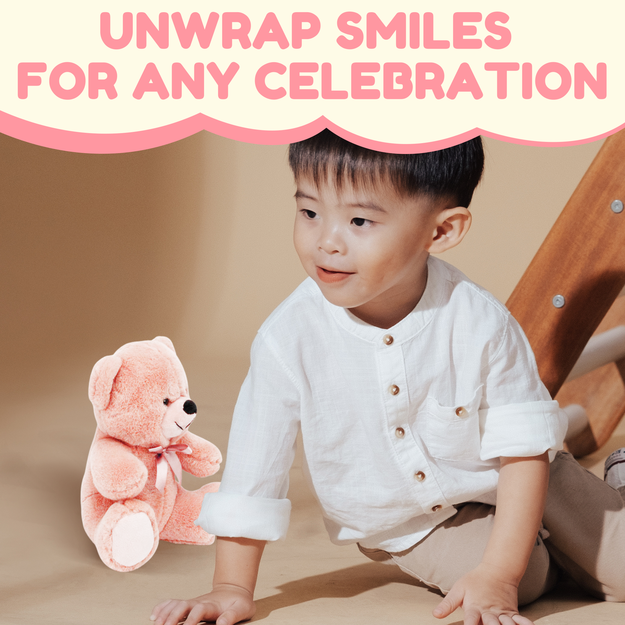 Grandma Smiley's Plush Best Friends Super Color Baby Pink Teddy Bear Stuffed Animal