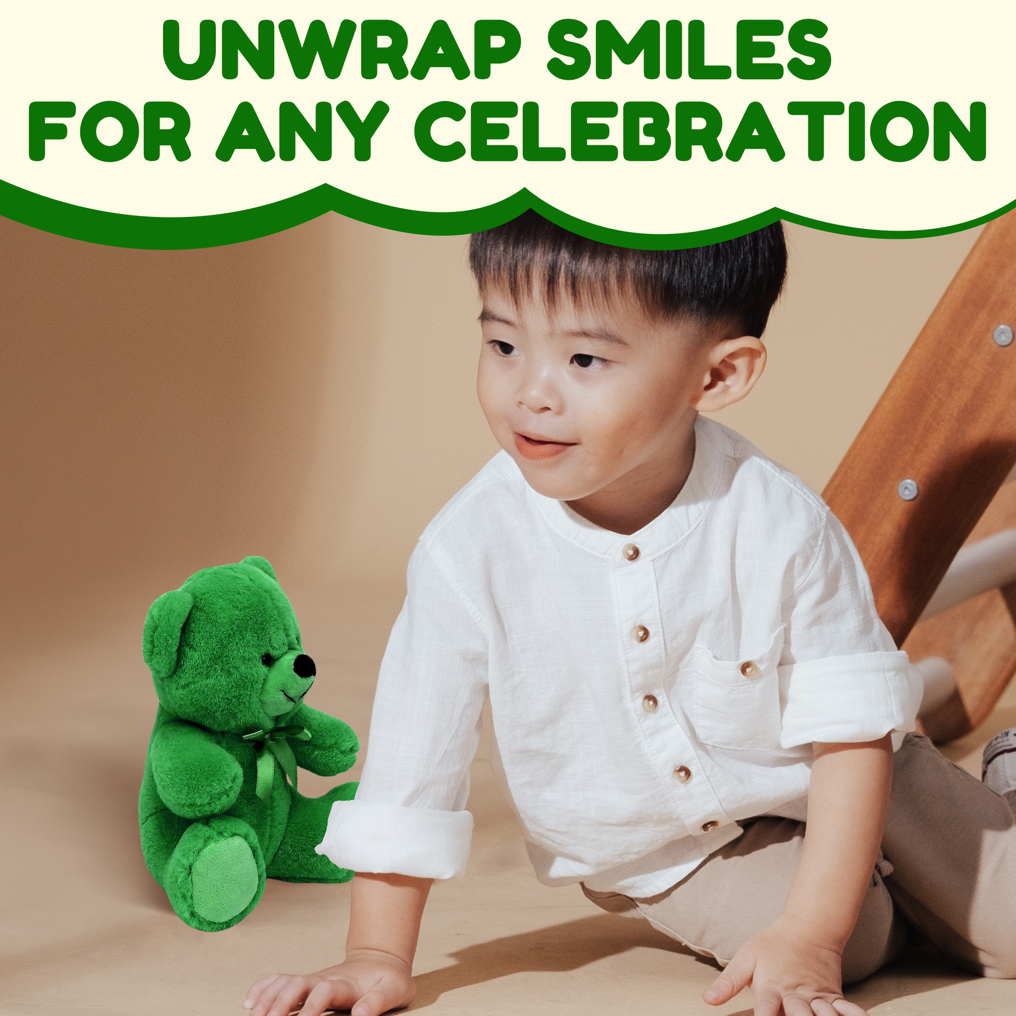 Grandma Smiley's Plush Best Friends Super Color Green Teddy Bear Stuffed Animal