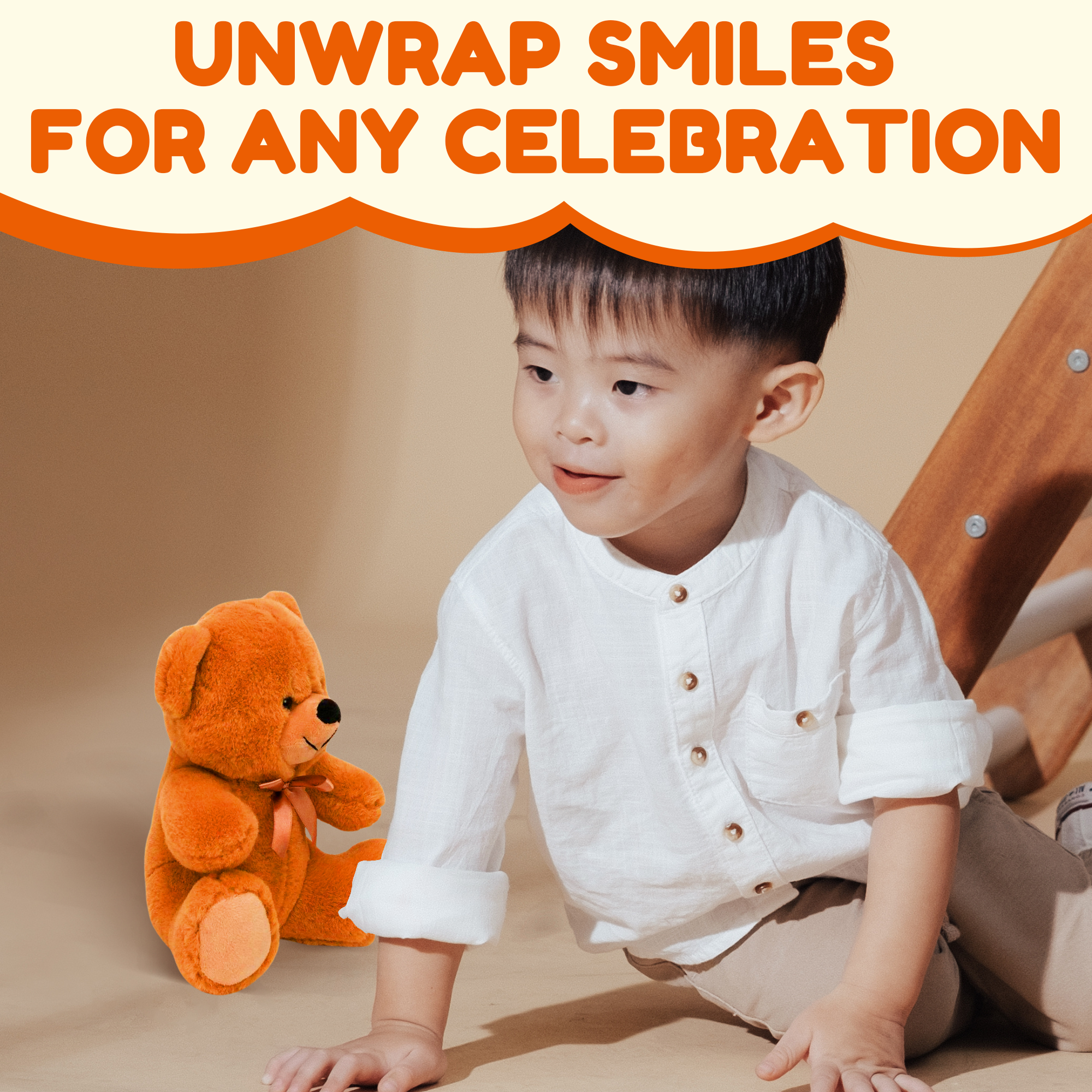 Grandma Smiley's Plush Best Friends Super Color Orange Teddy Bear Stuffed Animal