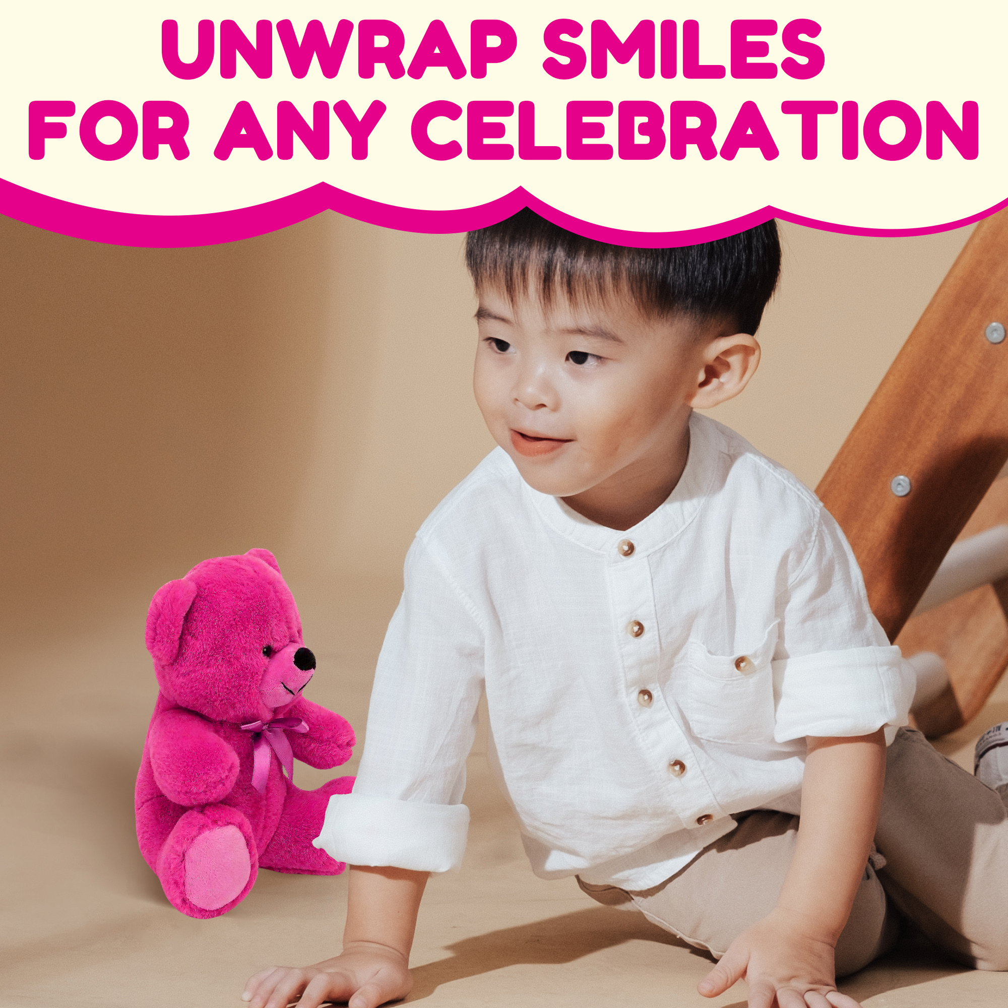 Grandma Smiley's Plush Best Friends Super Color Hot Pink Teddy Bear Stuffed Animal