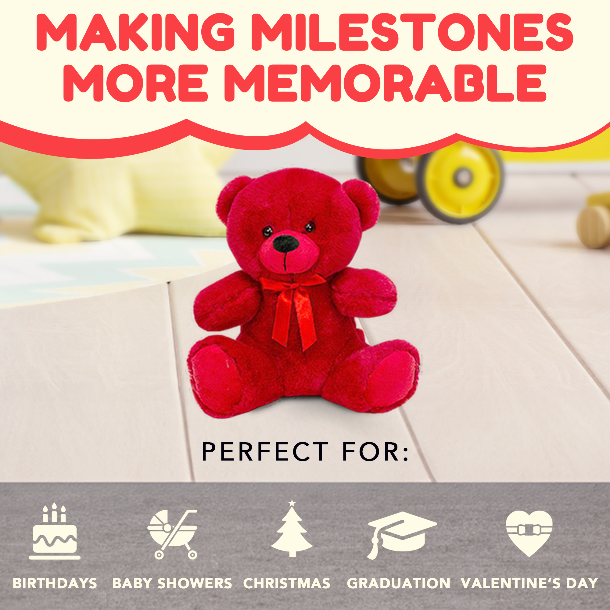 Grandma Smiley's Plush Best Friends Super Color Red Teddy Bear Stuffed Animal