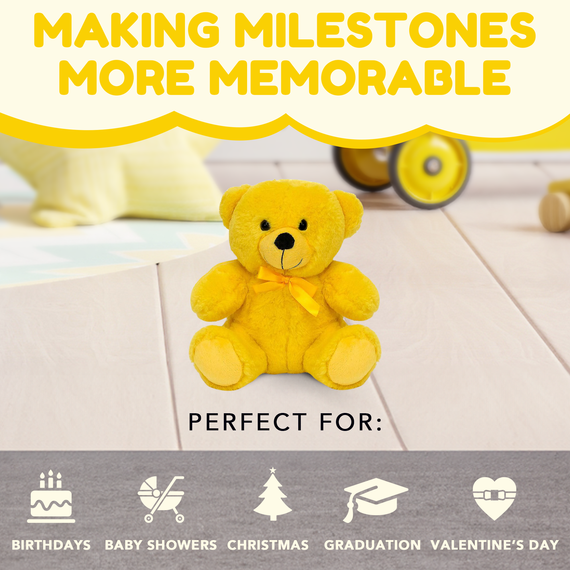 Grandma Smiley's Plush Best Friends Super Color Yellow Teddy Bear Stuffed Animal