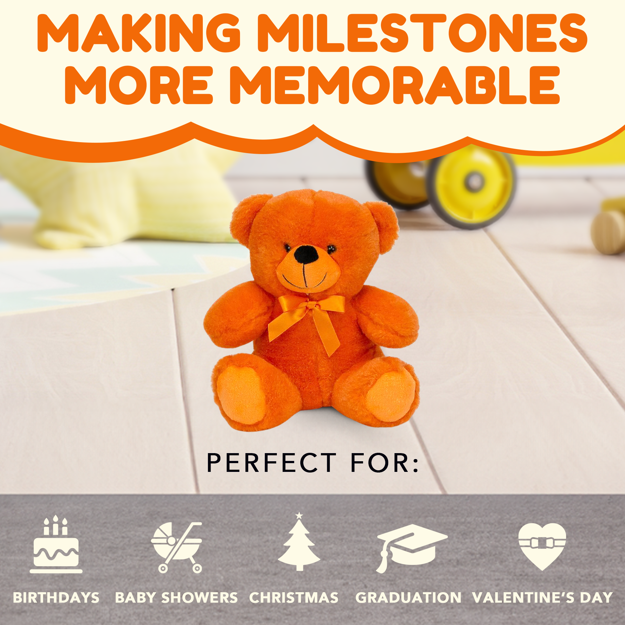 Grandma Smiley's Plush Best Friends Super Color Orange Teddy Bear Stuffed Animal