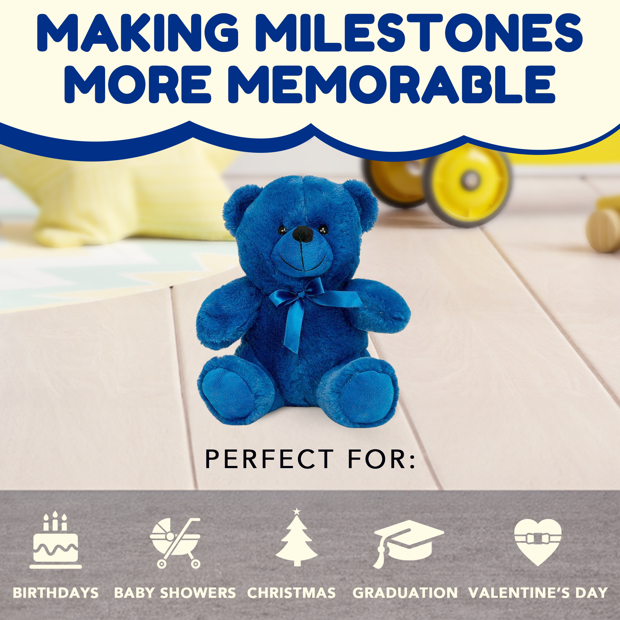 Grandma Smiley's Plush Best Friends Super Color Blue Teddy Bear Stuffed Animal