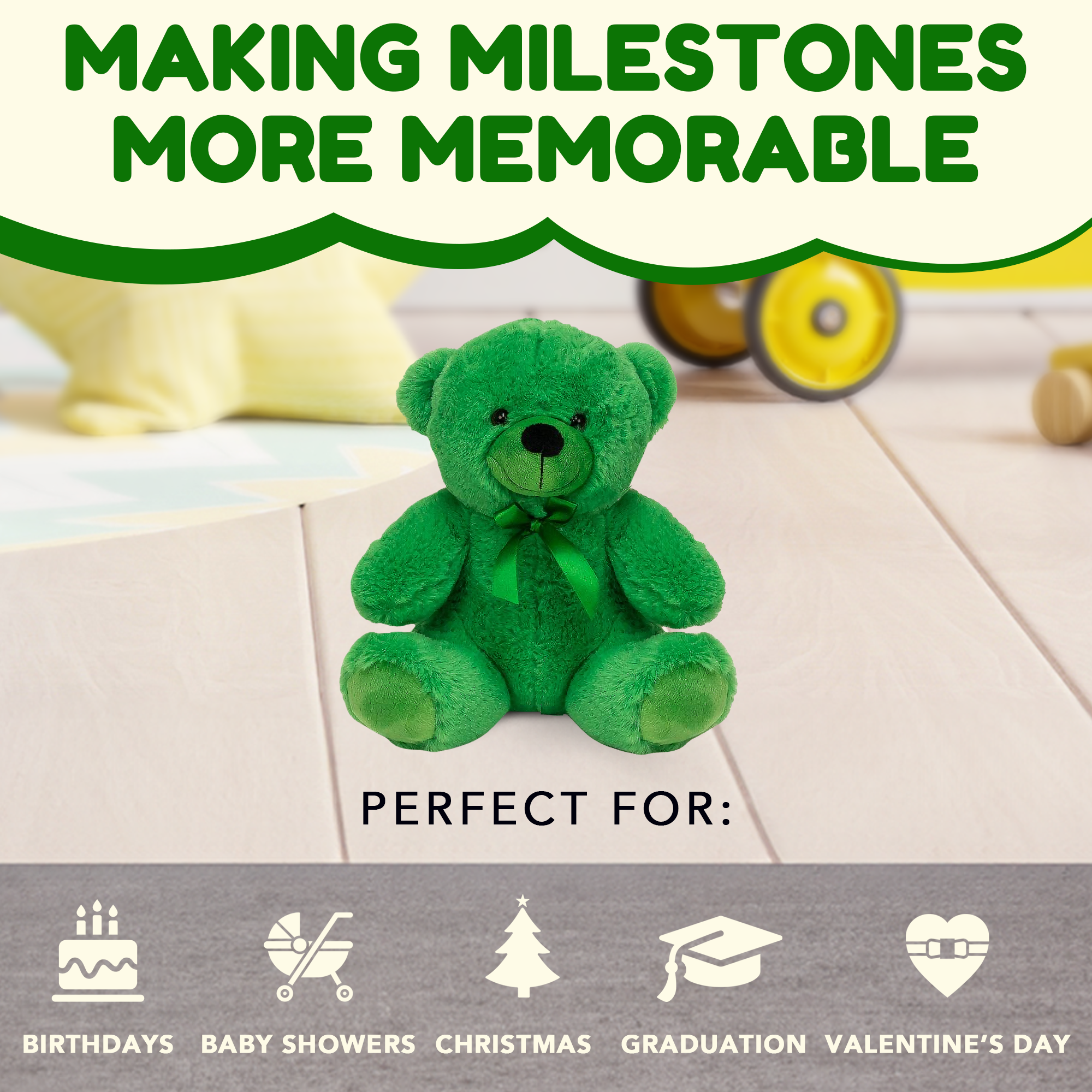 Grandma Smiley's Plush Best Friends Super Color Green Teddy Bear Stuffed Animal