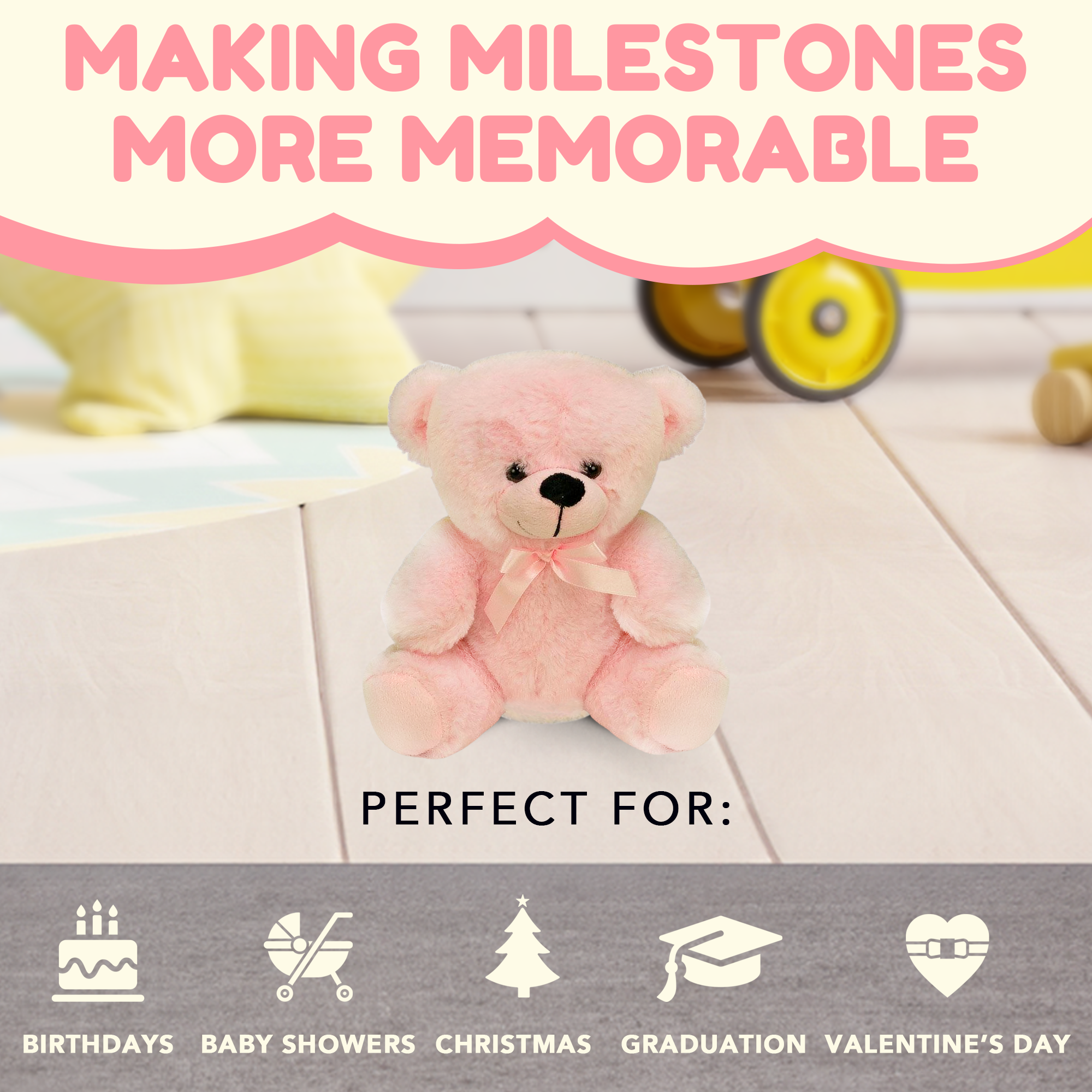 Grandma Smiley's Plush Best Friends Super Color Baby Pink Teddy Bear Stuffed Animal