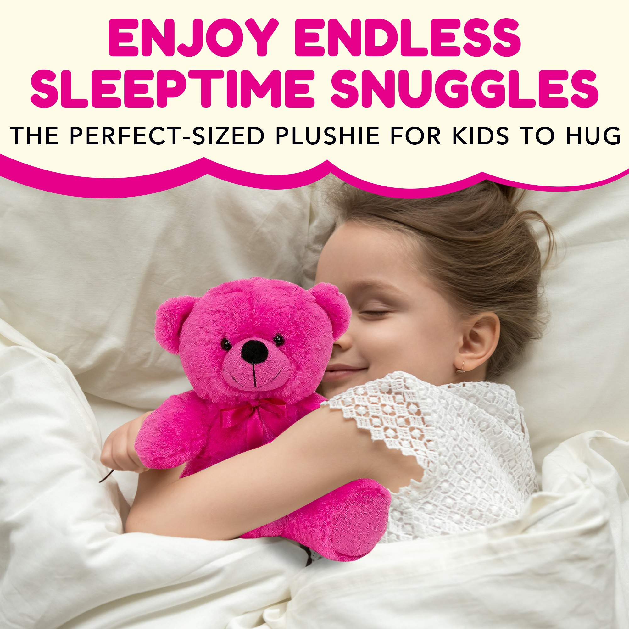 Grandma Smiley's Plush Best Friends Super Color Hot Pink Teddy Bear Stuffed Animal