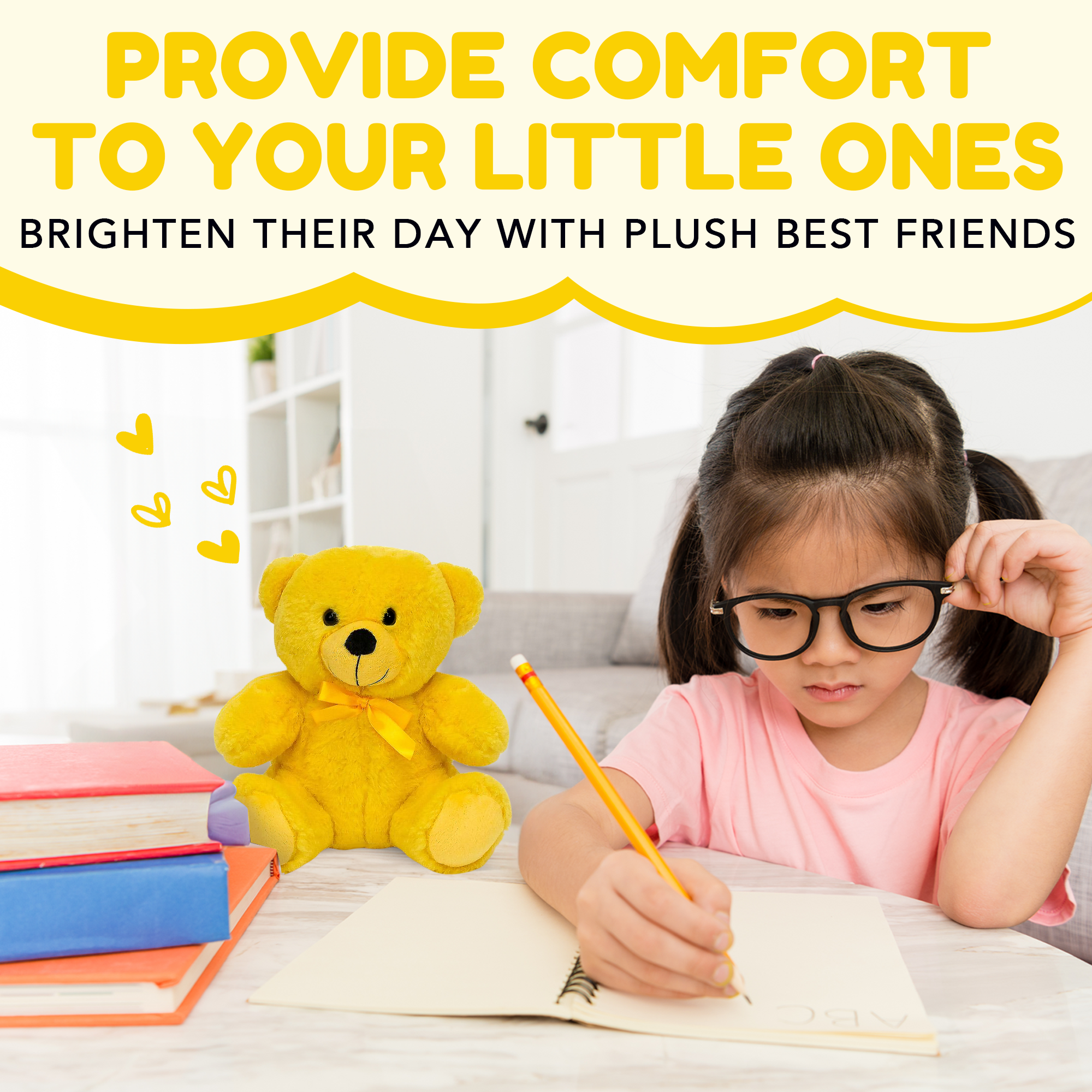 Grandma Smiley's Plush Best Friends Super Color Yellow Teddy Bear Stuffed Animal