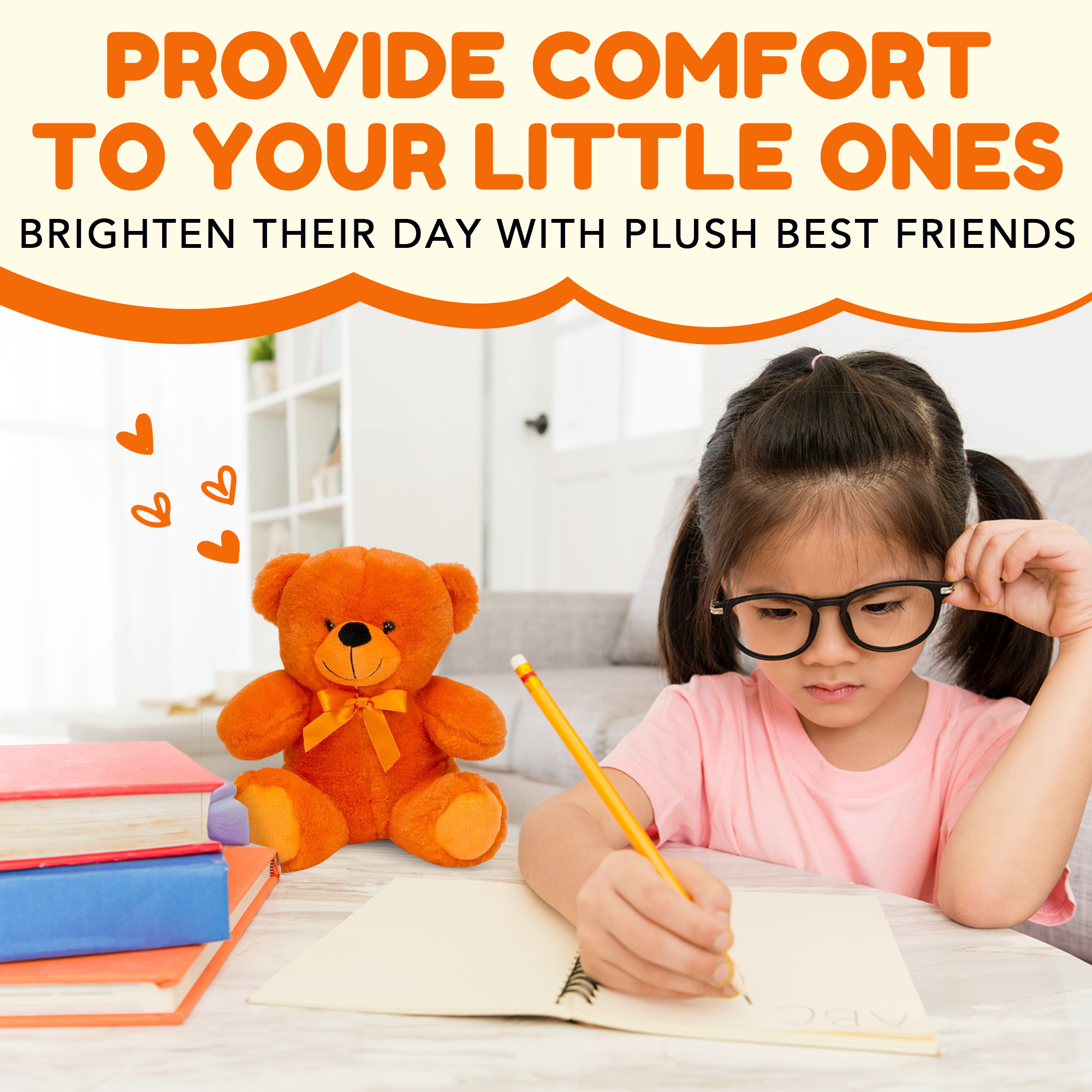 Grandma Smiley's Plush Best Friends Super Color Orange Teddy Bear Stuffed Animal