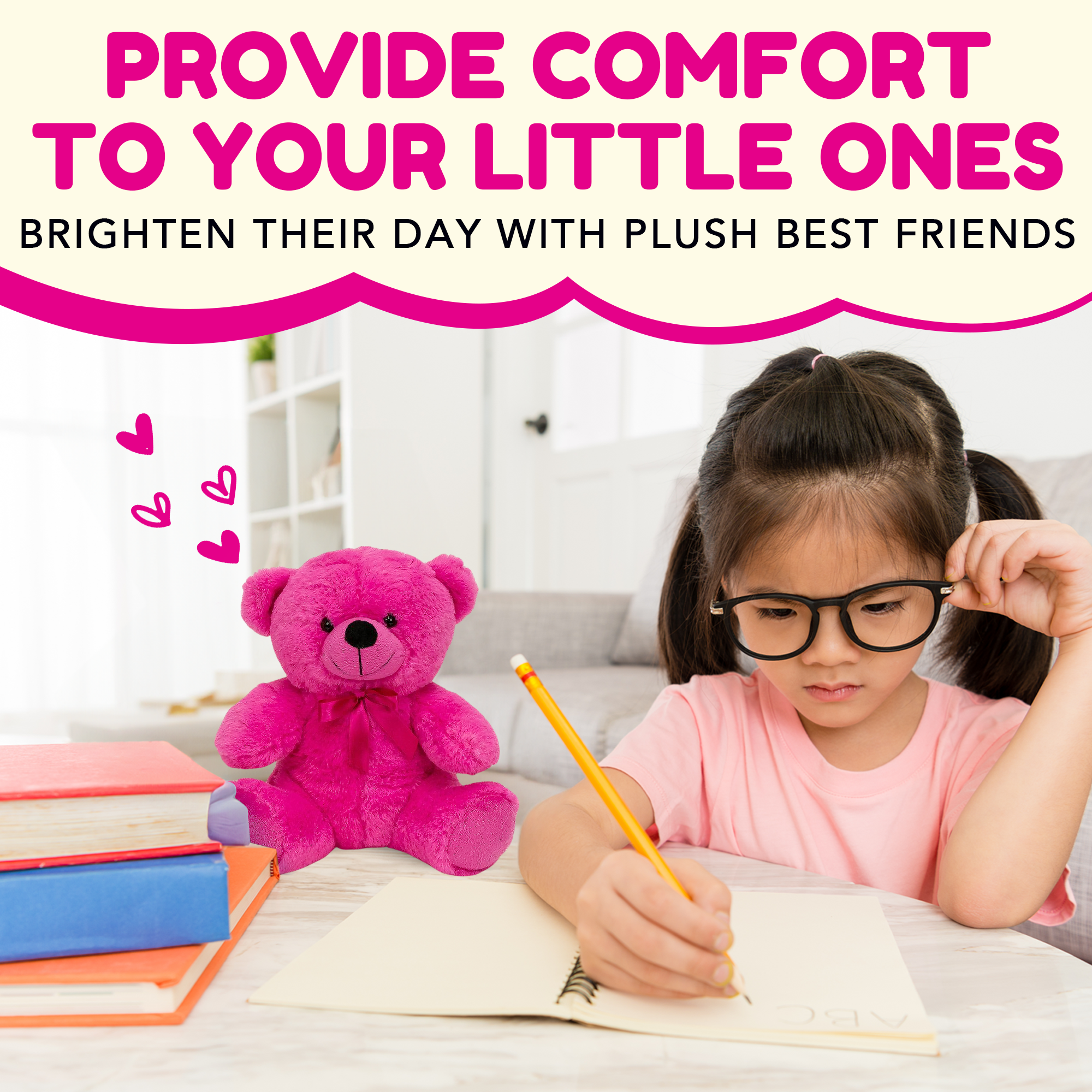 Grandma Smiley's Plush Best Friends Super Color Hot Pink Teddy Bear Stuffed Animal