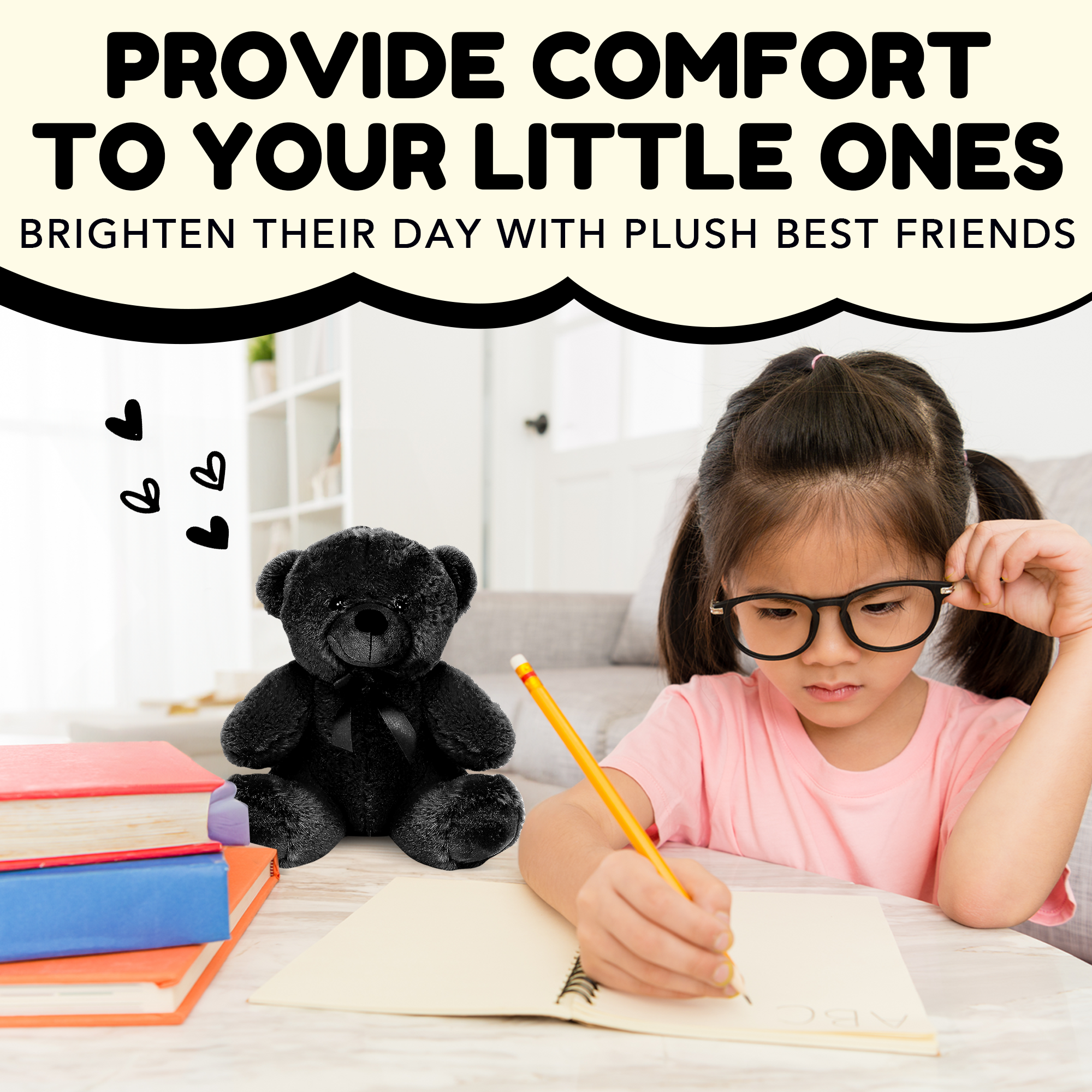 Grandma Smiley's Plush Best Friends Super Color Black Teddy Bear Stuffed Animal