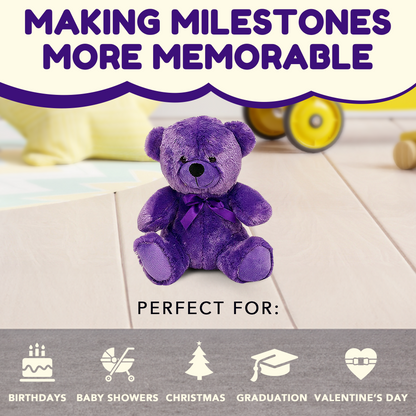 Grandma Smiley's Plush Best Friends Super Color Purple Teddy Bear Stuffed Animal, 9-inch Hypoallergenic Small Teddy Bears for Christmas, Newborn Baby Shower, Girlfriend, Boyfriend, Graduation