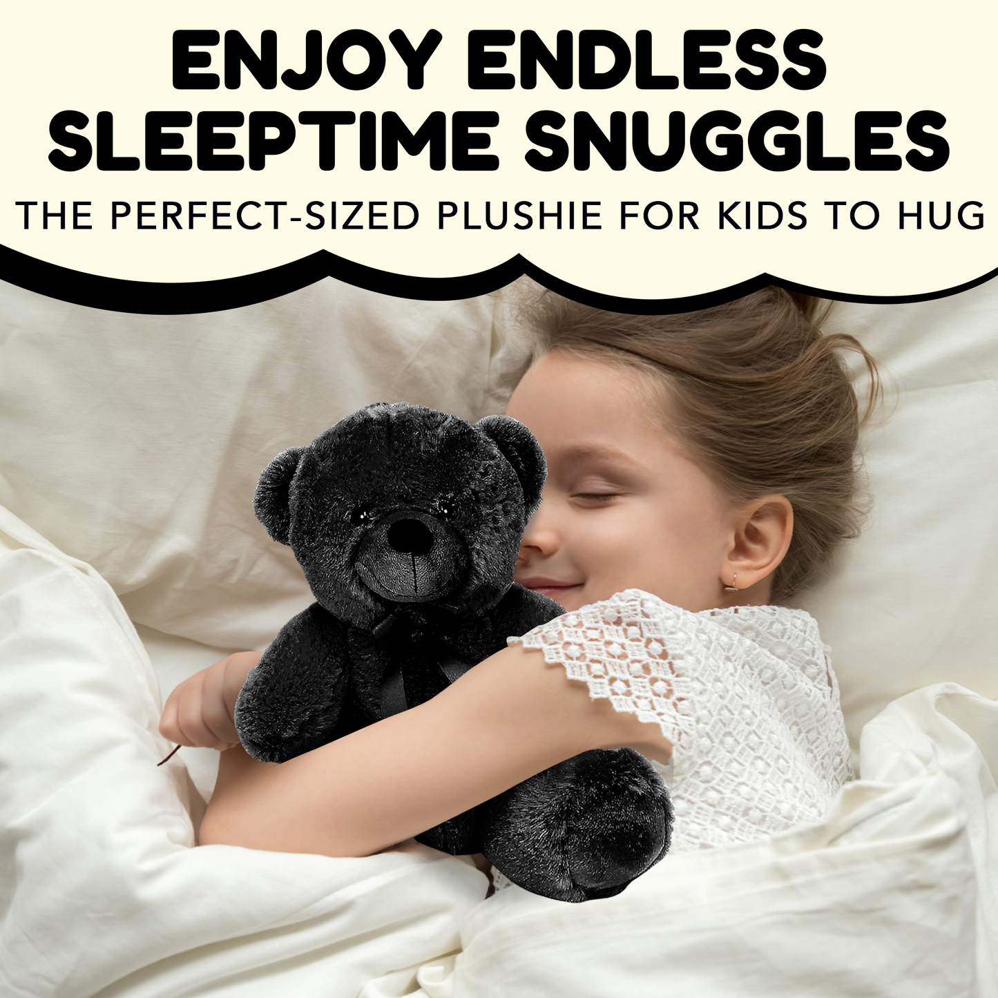 Grandma Smiley's Plush Best Friends Super Color Black Teddy Bear Stuffed Animal, 9-inch Hypoallergenic for Christmas, Newborn Baby Shower, Girlfriend, Boyfriend, Graduation