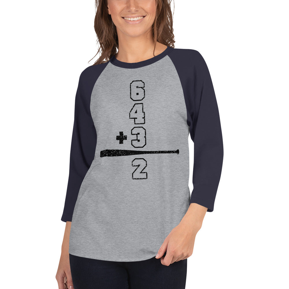 Baseball Math Double Play Womens 3/4 Sleeve Raglan Shirt