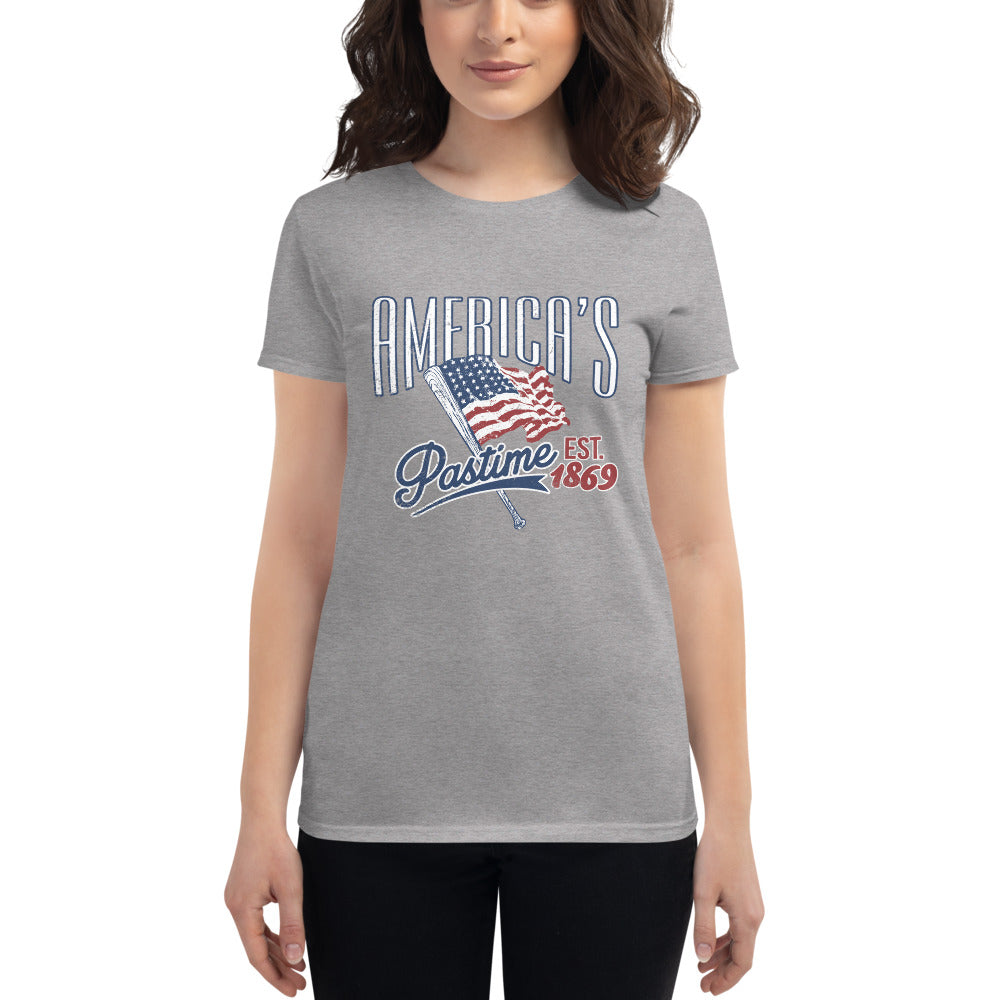 America's Pastime Baseball Womens Short Sleeve Tee