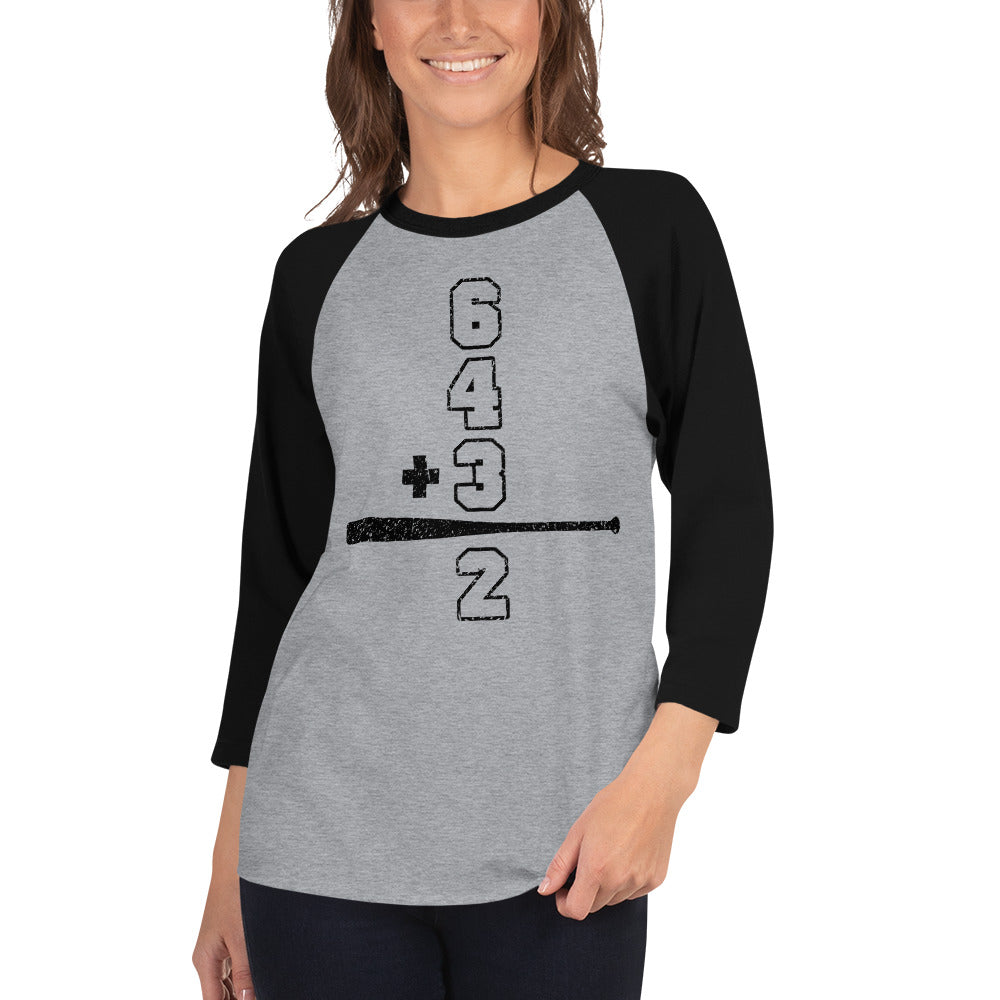 Baseball Math Double Play Womens 3/4 Sleeve Raglan Shirt