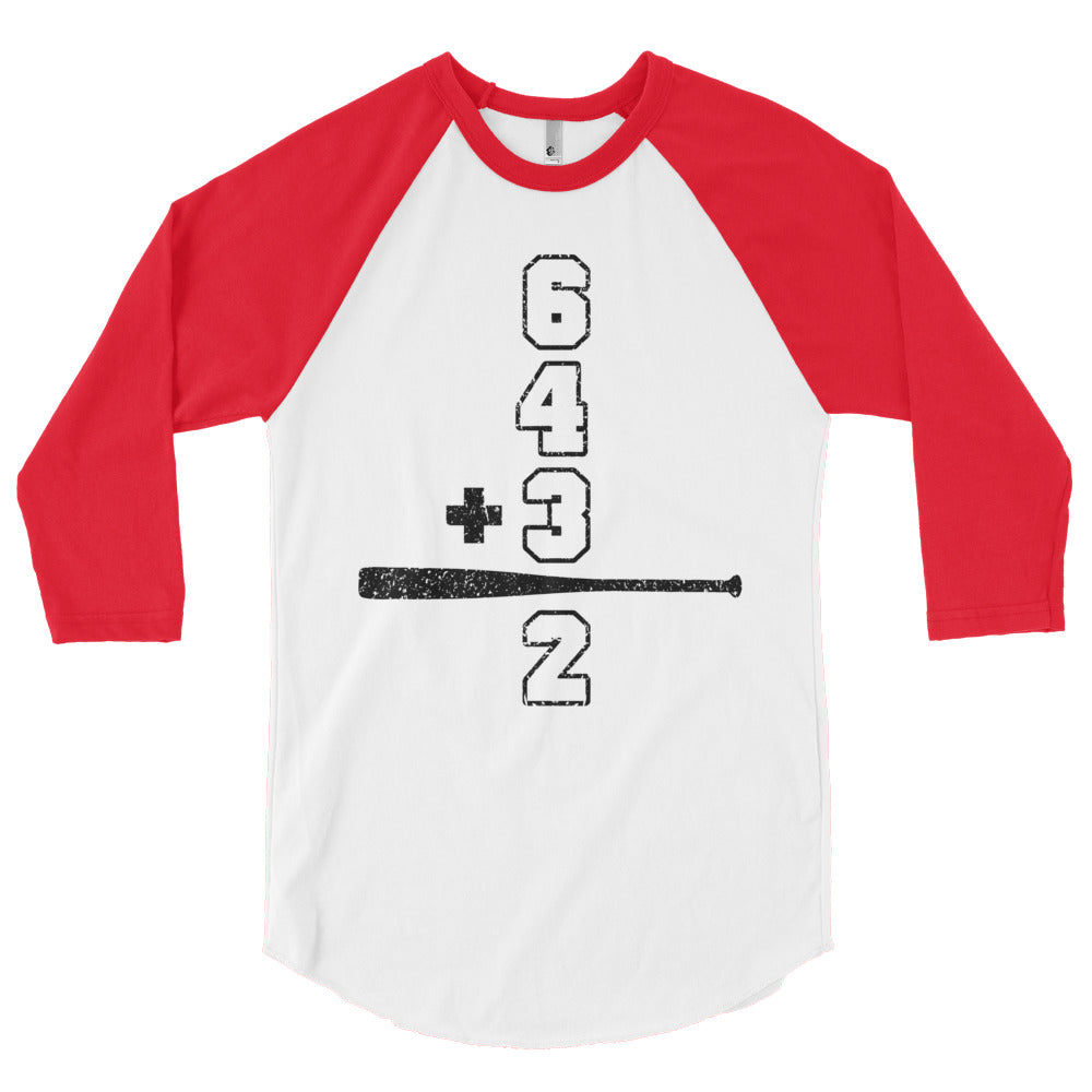 Baseball Math Double Play Mens 3/4 Sleeve Raglan Shirt