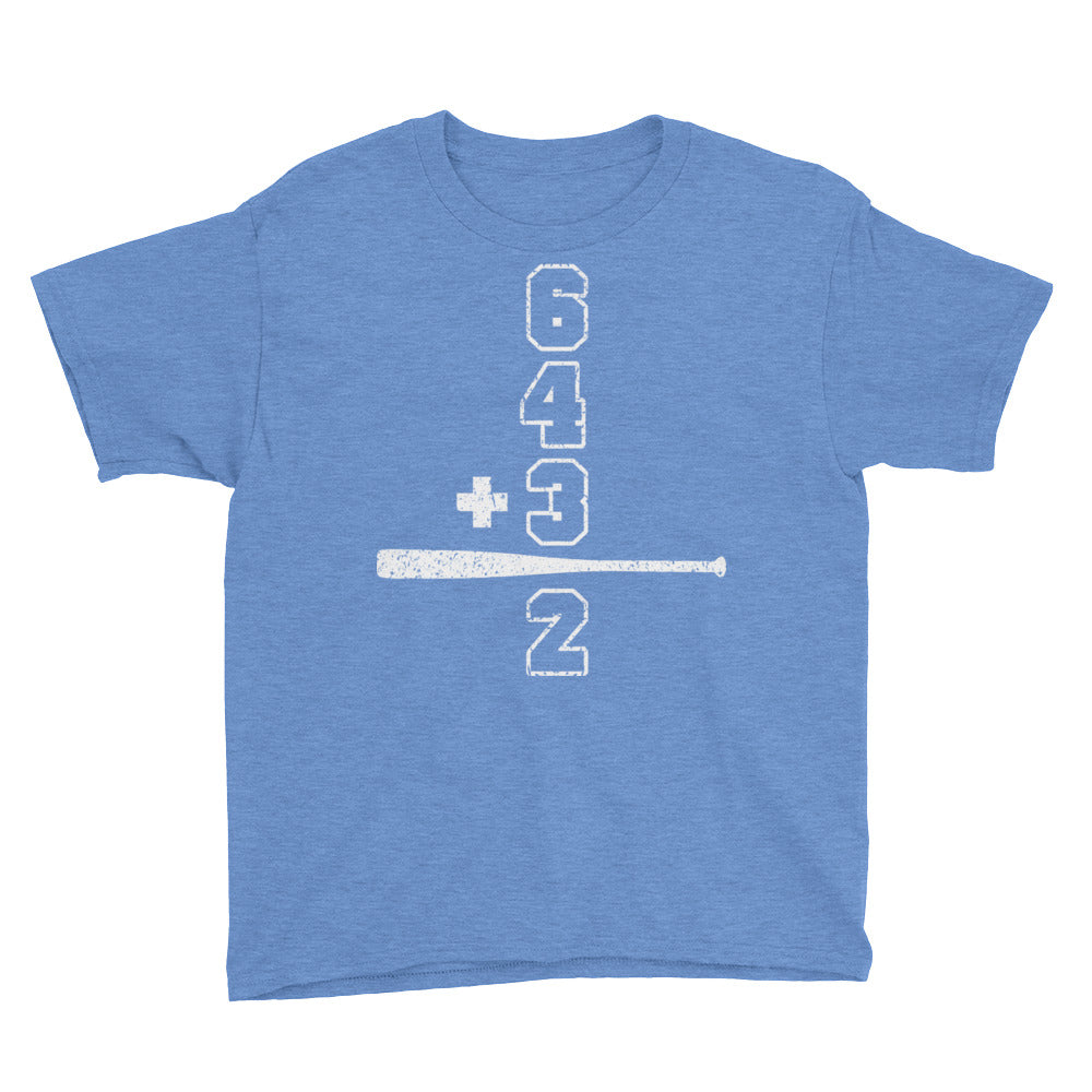 Baseball Math Double Play Youth Short Sleeve T-Shirt