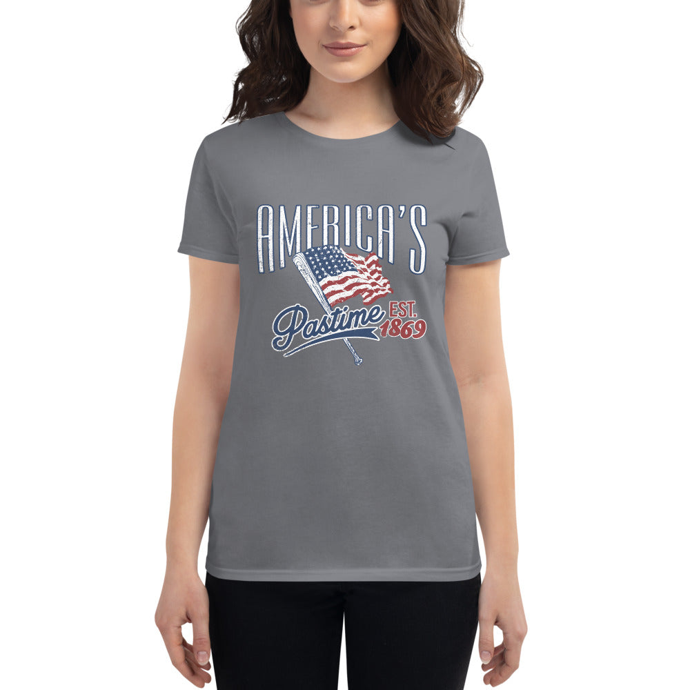 America's Pastime Baseball Womens Short Sleeve Tee