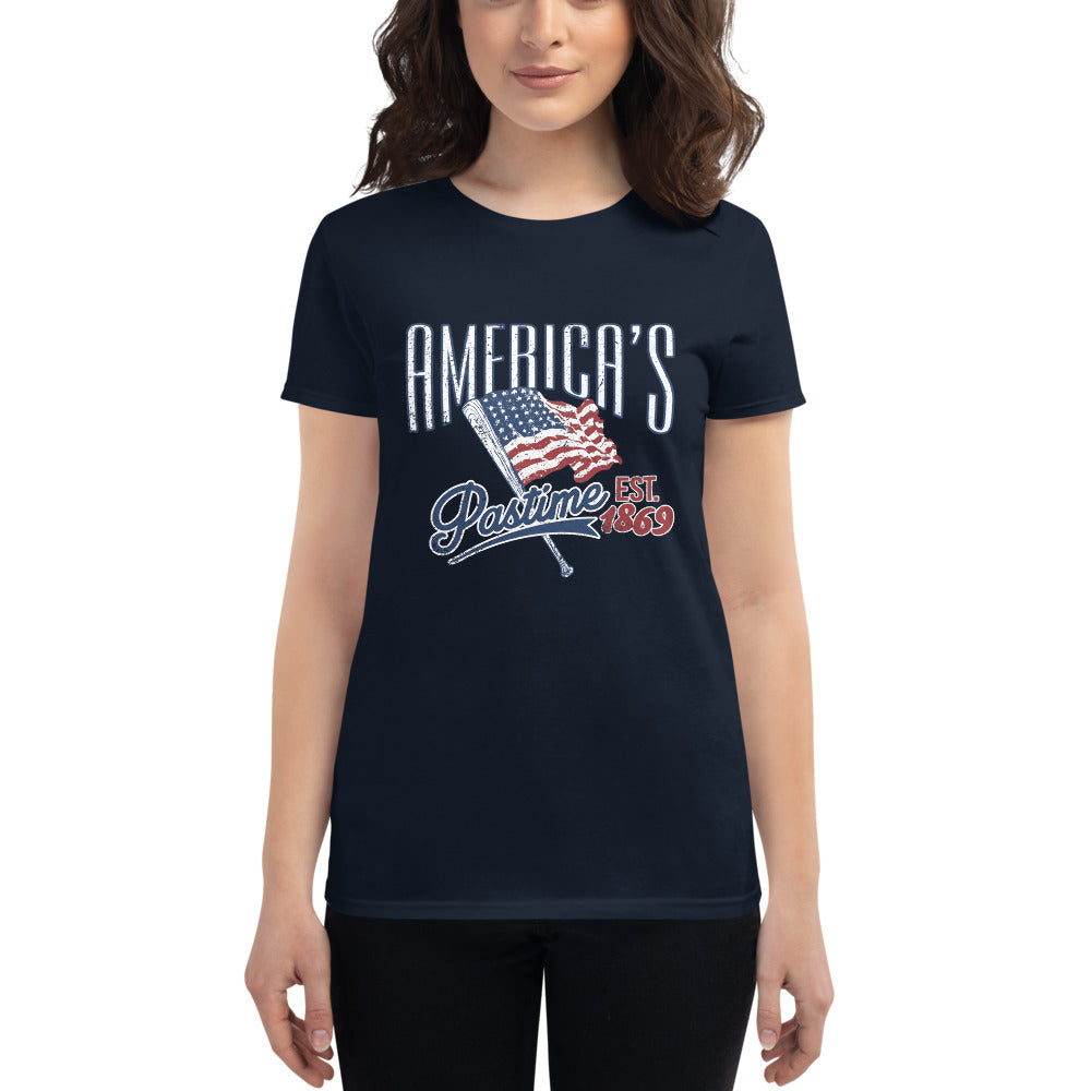 America's Pastime Baseball Womens Short Sleeve Tee