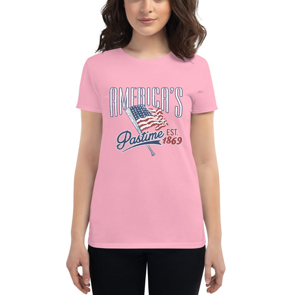 America's Pastime Baseball Womens Short Sleeve Tee