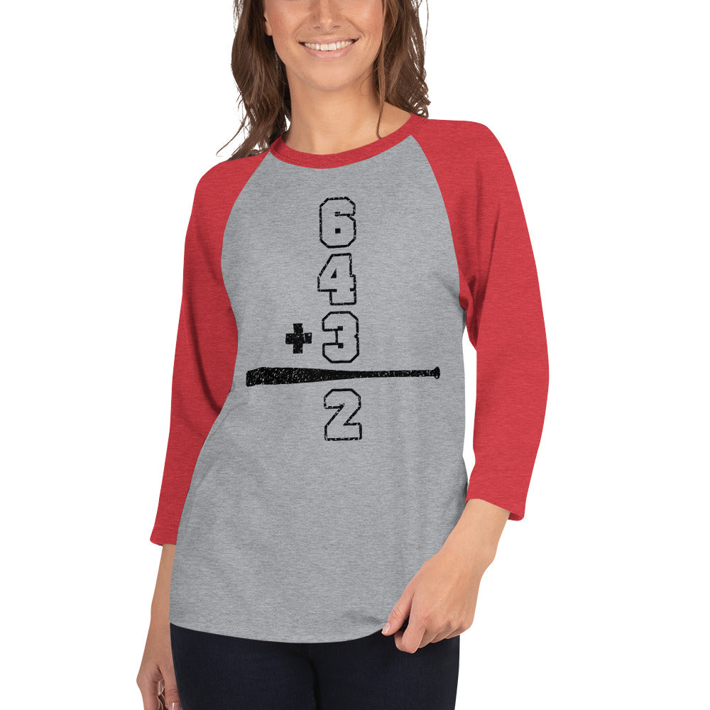 Baseball Math Double Play Womens 3/4 Sleeve Raglan Shirt